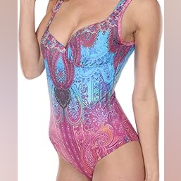 NEW SET LA MODA TRUE COLORS 100% SILK KAFTAN AND SWIMSUIT - Picture 4 of 7